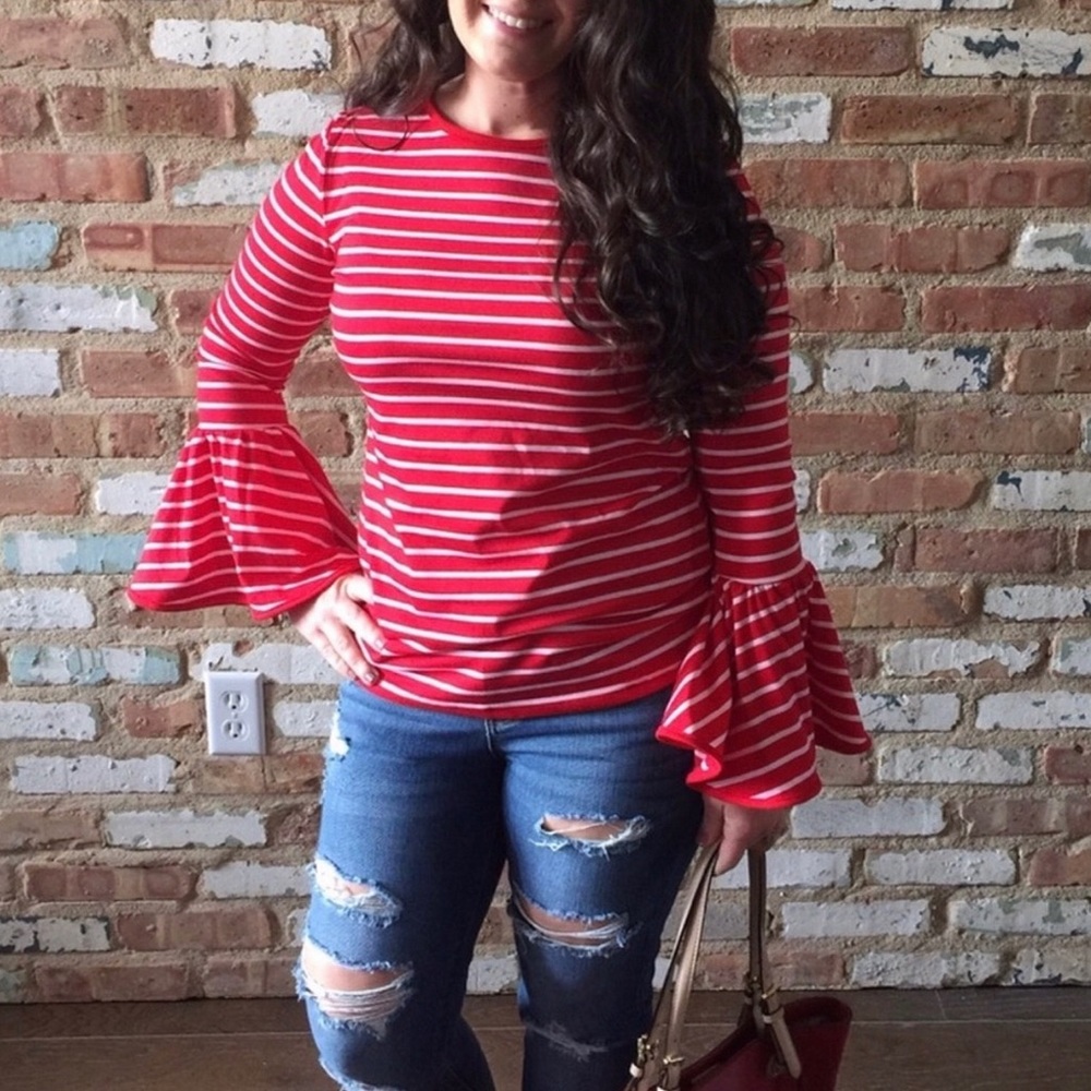 Striped Bell Sleeve Top - Picture 8 of 9